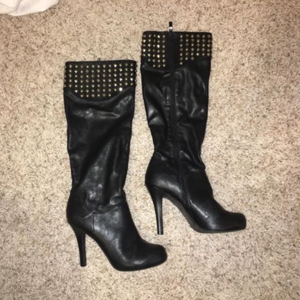 Studded black boots